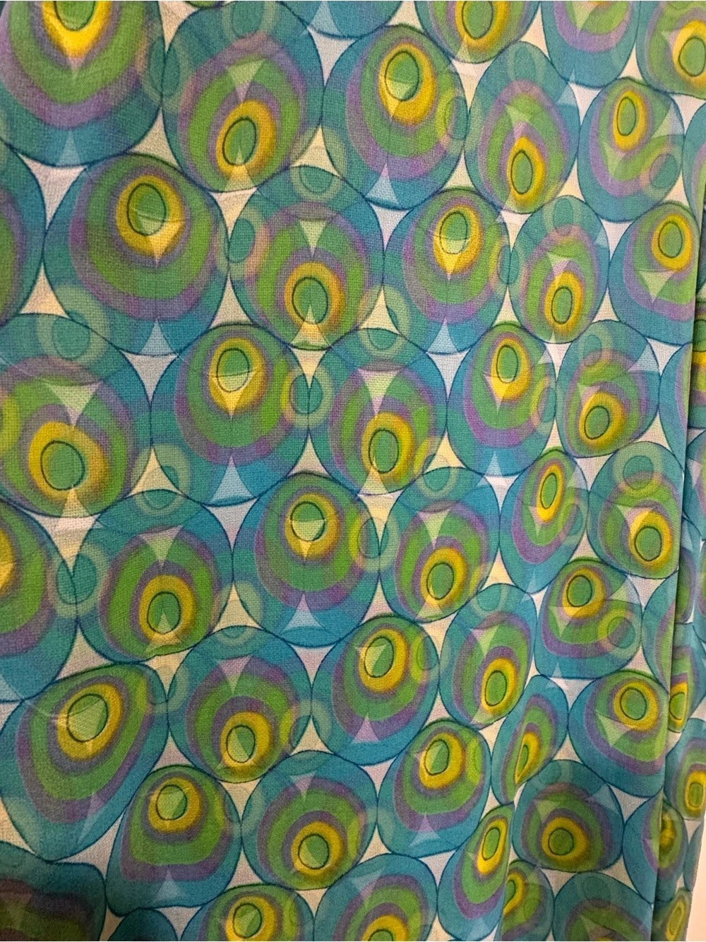 Vintage Printed 1960’s Maxi Dress- Blue, Green, purple, yellow
